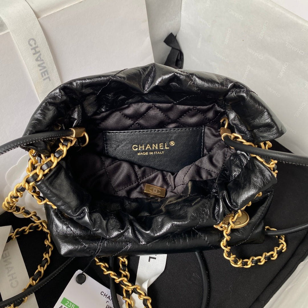 ＣＨＮＥＬ22 MINI HANDBAG BLACK GOLD METAL