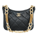 ＣＨＮＥＬLAMBSKIN QUILTED CC CHAIN HOBO BLACK