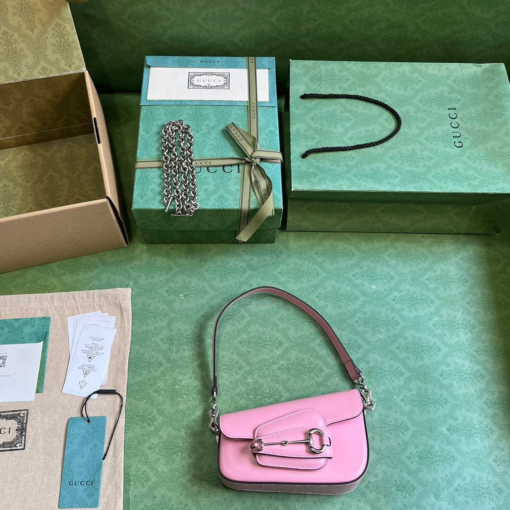 ＧＣＣＩHORSEBIT 1955 MINI LEATHER SHOULDER BAG PINK