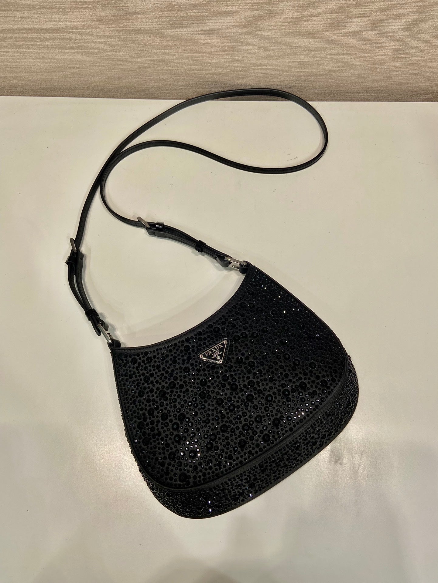 ＰＲＤＡ CLEO SATIN BAG WITH CRYSTALS