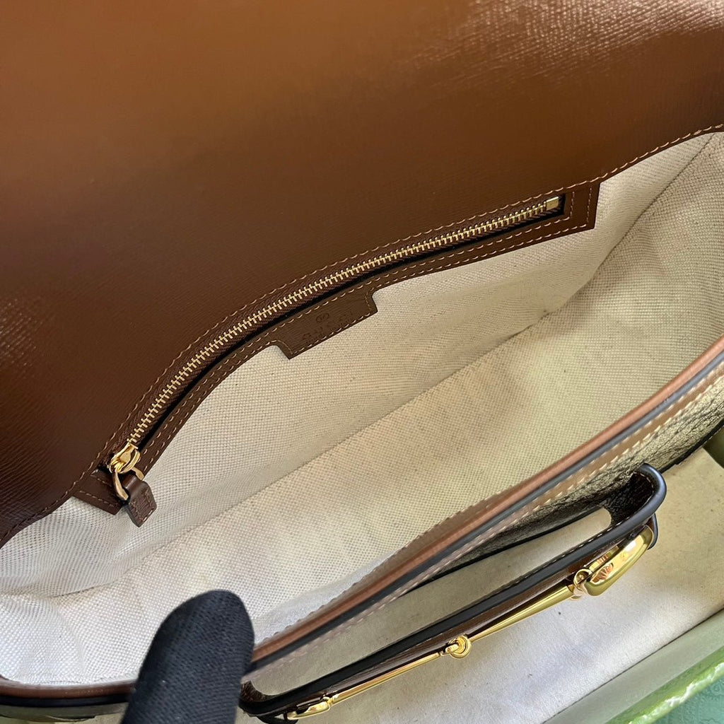 ＧＣＣＩHORSEBIT 1955 SMALL SHOULDER BAG BEGIE-BROWN