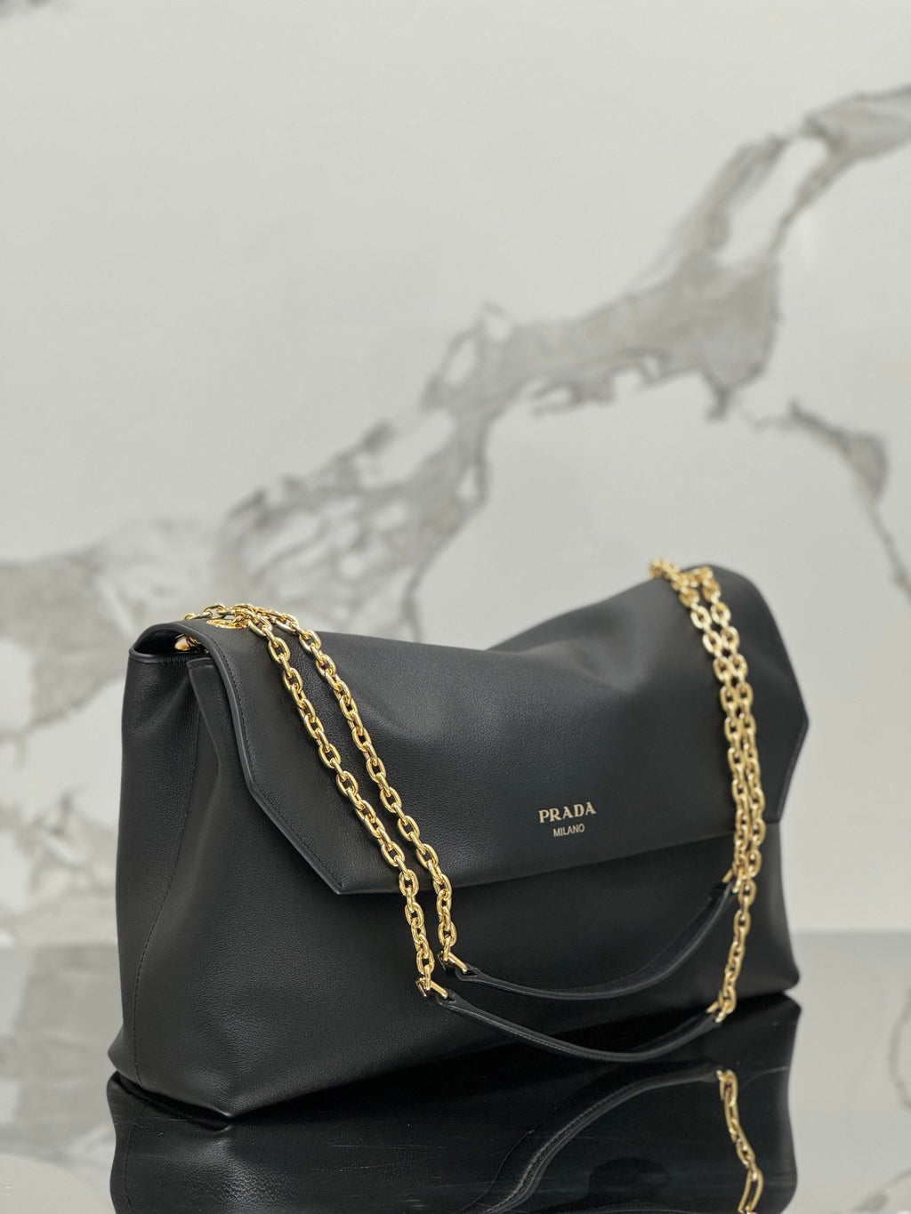 ＰＲＤＡ DOUX LARGE LEATHER SHOULDER BAG BLACK