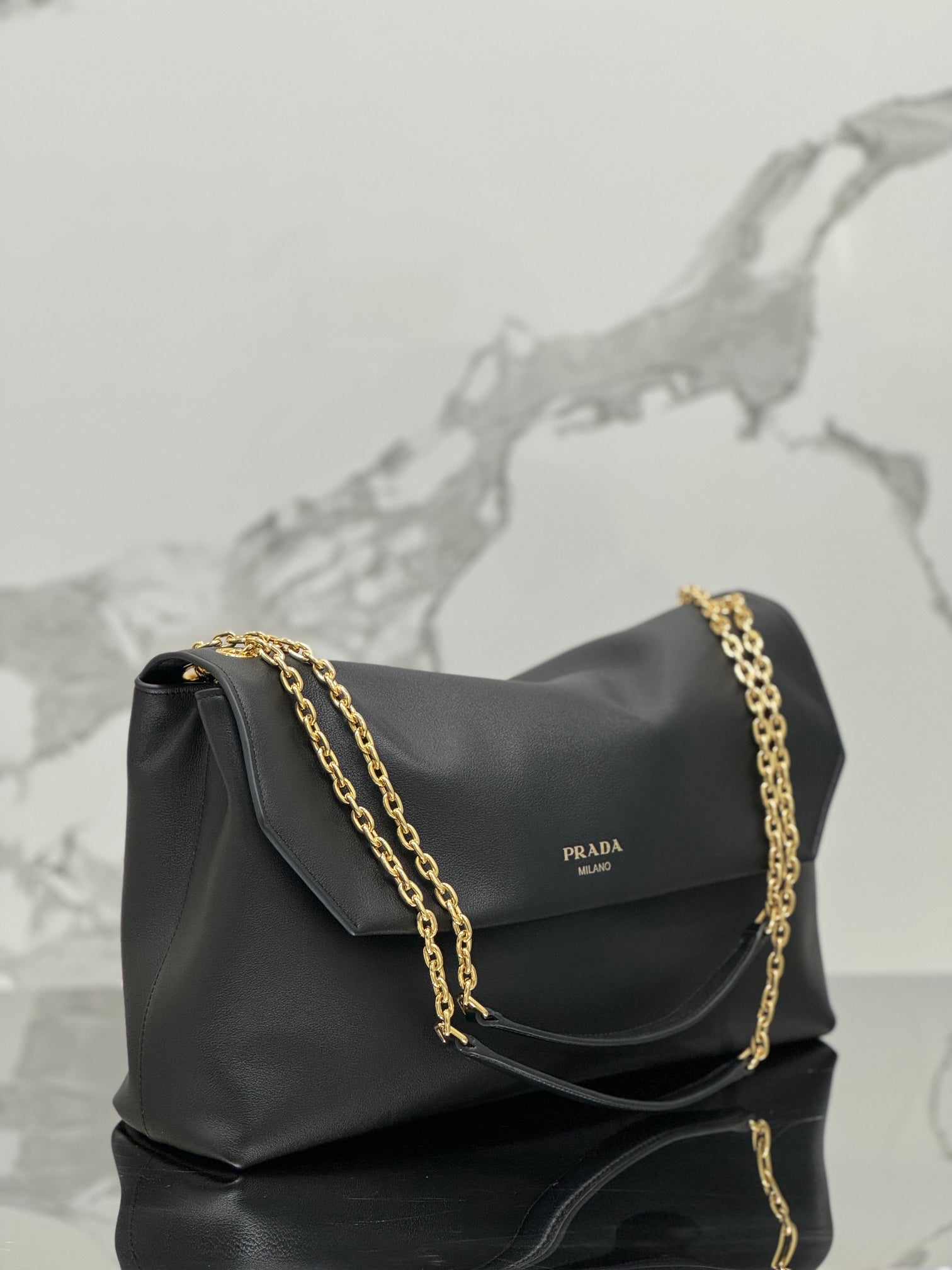 ＰＲＤＡ DOUX LARGE LEATHER SHOULDER BAG BLACK