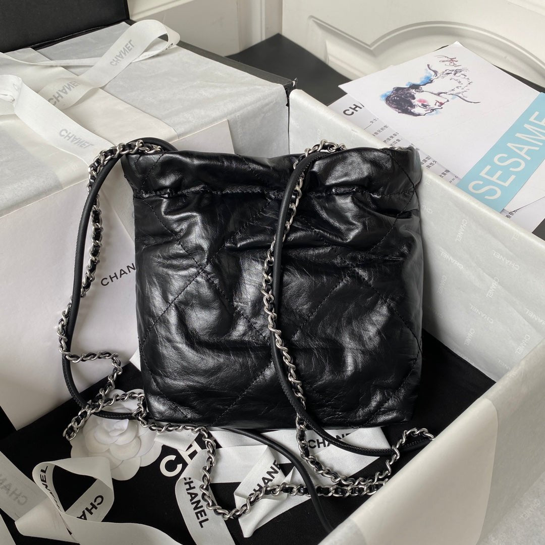 ＣＨＮＥＬ22 MINI HANDBAG BLACK SILVER METAL