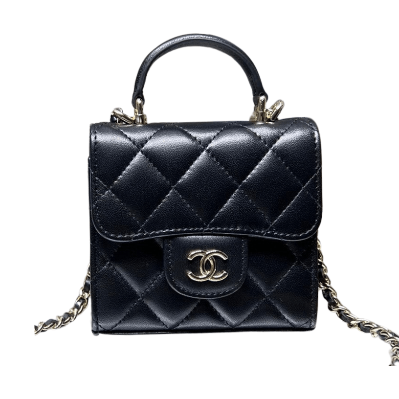 ＣＨＮＥＬMINI MATELASSÉ CLUTCH WITH CHAIN BLACK