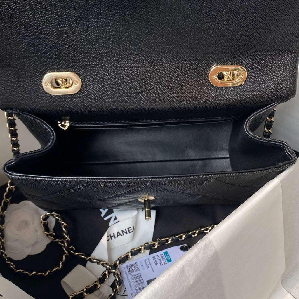 ＣＨＮＥＬTOP HANDLE FLAP BAG BLACK
